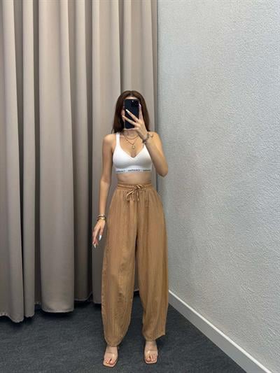 Sucks Gofre Kahve Bağlamalı Pantolon