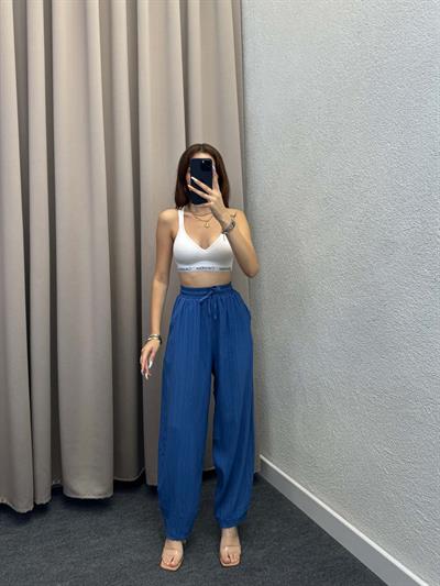 Sucks Gofre Mavi Bağlamalı Pantolon