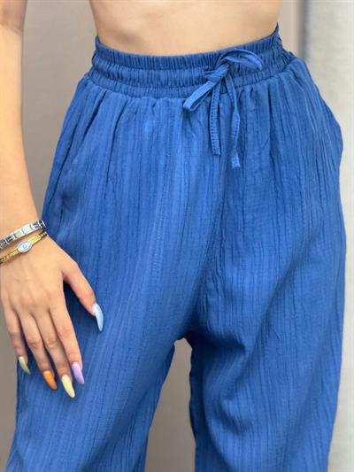 Sucks Gofre Mavi Bağlamalı Pantolon