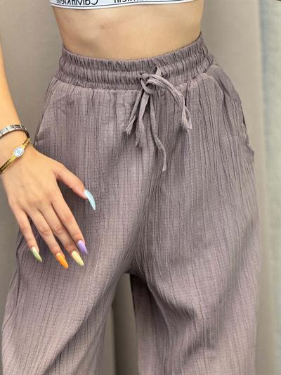 Sucks Gofre Mürdüm Bağlamalı Pantolon