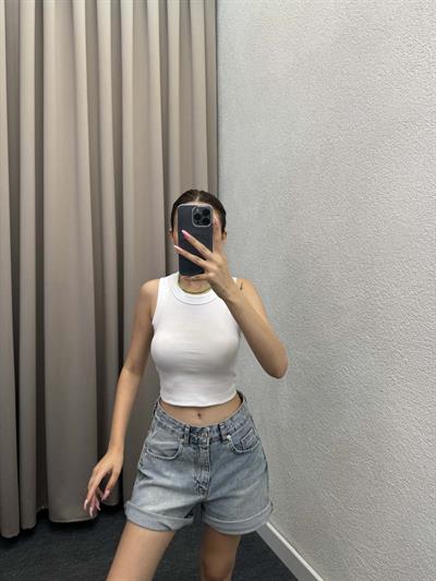 Sugar Halter Yaka Beyaz Atlet