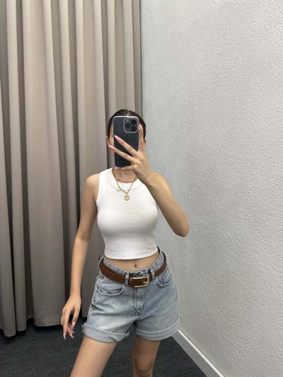 Sugar Halter Yaka Kırık Beyaz Atlet