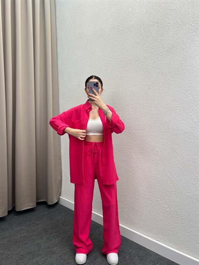 Sulky Keten Pembe Gömlekli Takım