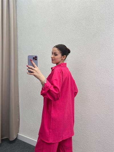 Sulky Keten Pembe Gömlekli Takım