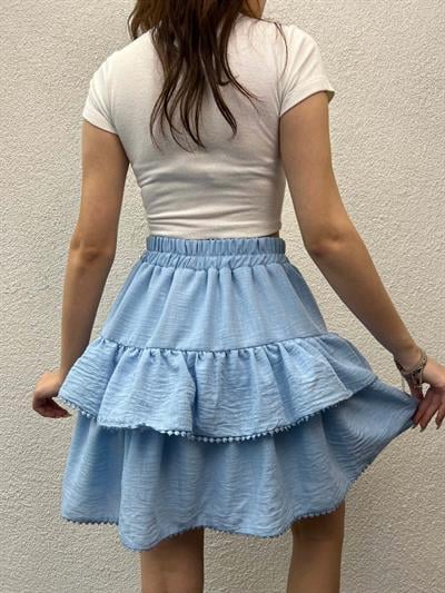 Summer Keten Bebe Mavi Şort Etek