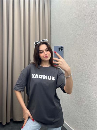 Sunday Antrasit Oversize Tshirt