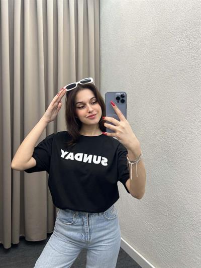 Sunday Siyah Oversize Tshirt