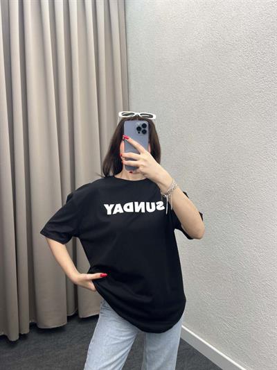 Sunday Siyah Oversize Tshirt