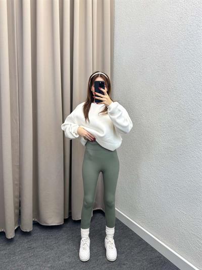 Süper Yüksek Bel Mint Fitilli Tayt