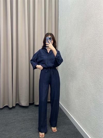 Think Keten Lacivert Gömlekli Takım