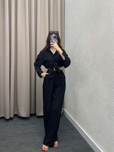 Think Keten Siyah Gömlekli Takım