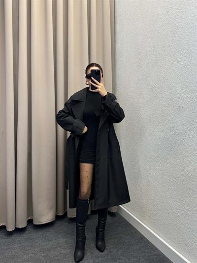 Tokyo Siyah Trençkot