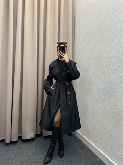 Tokyo Siyah Trençkot