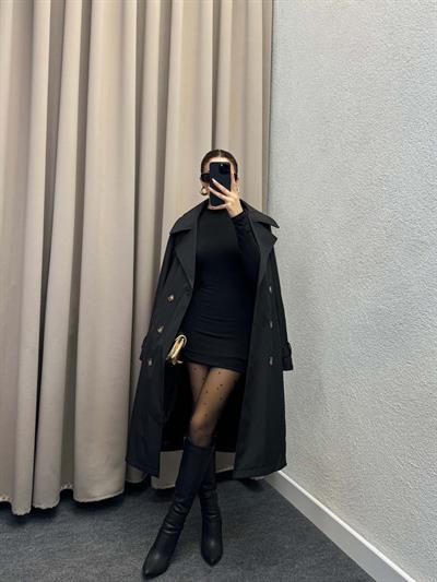 Tokyo Siyah Trençkot