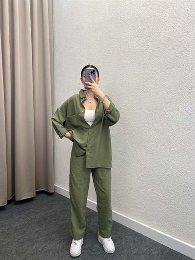 Torino Keten Haki Gömlekli Takım