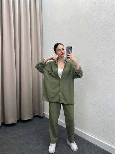 Torino Keten Haki Gömlekli Takım