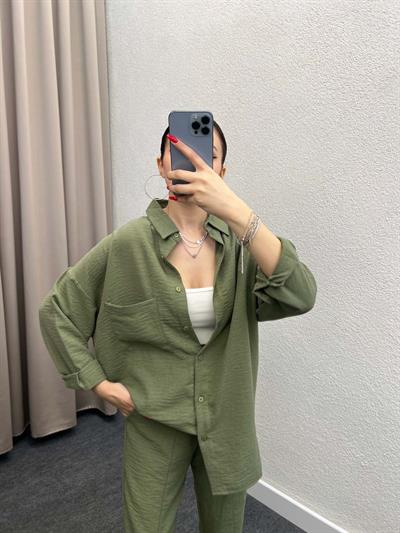 Torino Keten Haki Gömlekli Takım