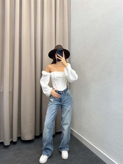 Vendetta Beyaz Balenli Bluz