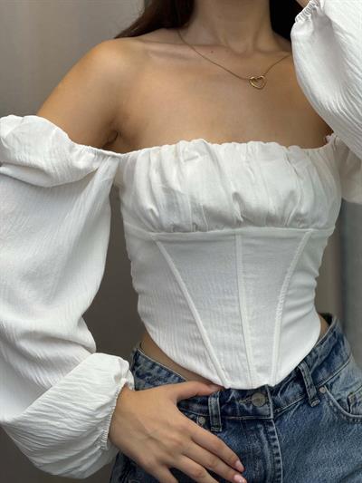 Vendetta Beyaz Balenli Bluz