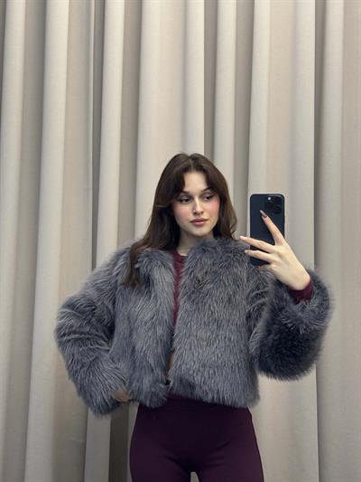 Vettia İçi Astarlı Kısa Füme Kürk Ceket