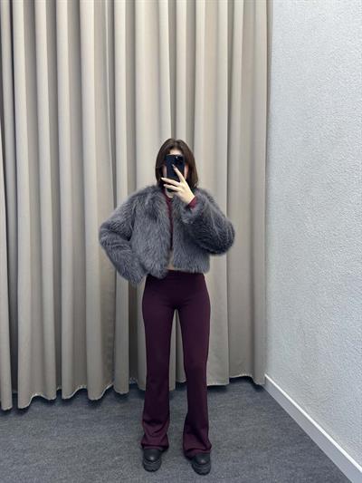 Vettia İçi Astarlı Kısa Füme Kürk Ceket