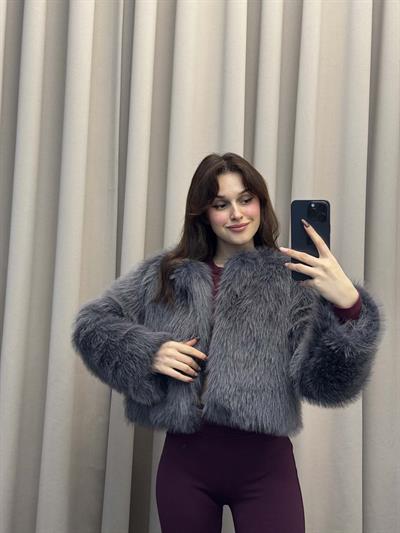 Vettia İçi Astarlı Kısa Füme Kürk Ceket