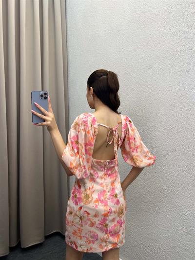 Webbed Kırmızı Çiçekli Elbise