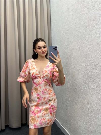 Webbed Kırmızı Çiçekli Elbise