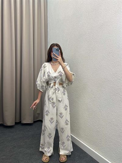 Yırtmaçlı Tasarım Kahve Bohem Takım