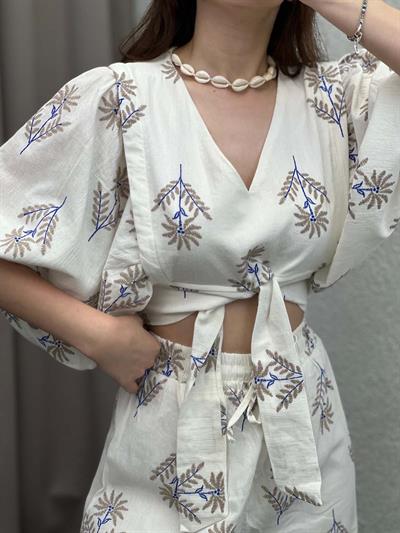 Yırtmaçlı Tasarım Kahve Bohem Takım