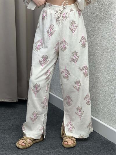 Yırtmaçlı Tasarım Pembe Bohem Takım