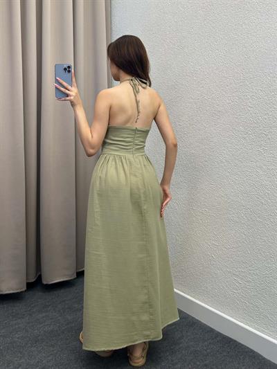 Zaragoza Mint Keten Elbise