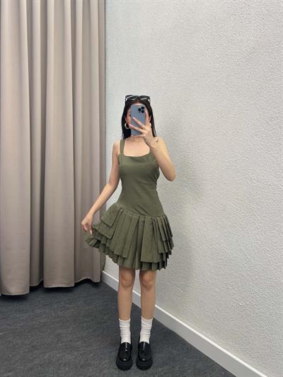 Kontsrat Kalın Pilili Tulum Elbise