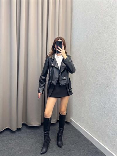 Zra Muadil Siyah Deri Ceket