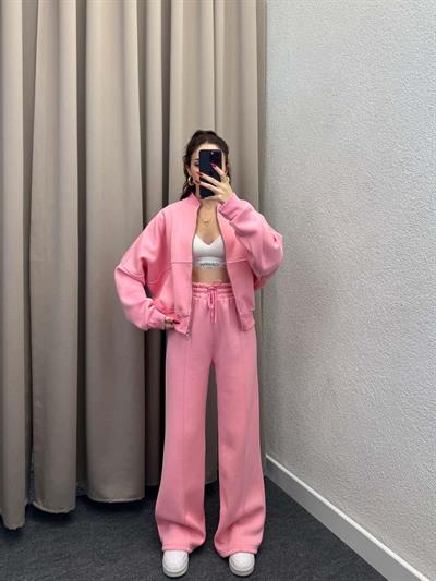 Zumba Üç İplik Şardonlu Pudra Eşofman Takımı