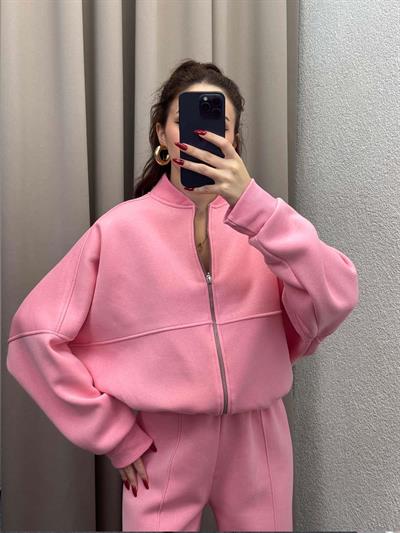 Zumba Üç İplik Şardonlu Pudra Eşofman Takımı