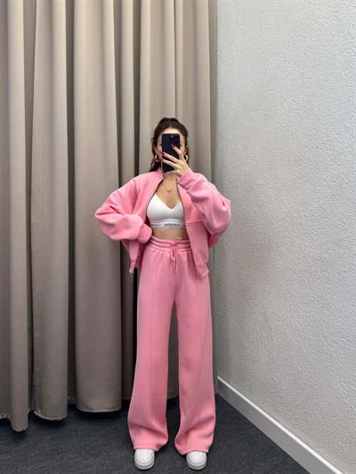 Zumba Üç İplik Şardonlu Pudra Eşofman Takımı