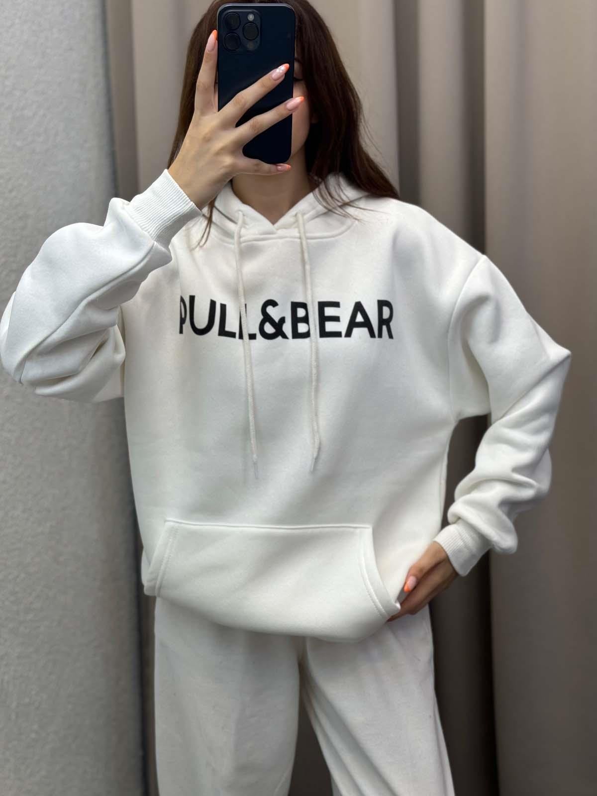 Pull Bears Beyaz Kap onlu Sweatshirt