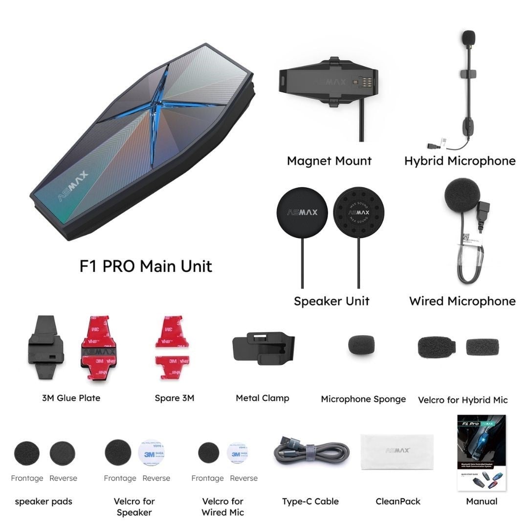 ASMAX F1 Pro – Mesh ve Sesli Komut İnterkom (Stellar Grey)