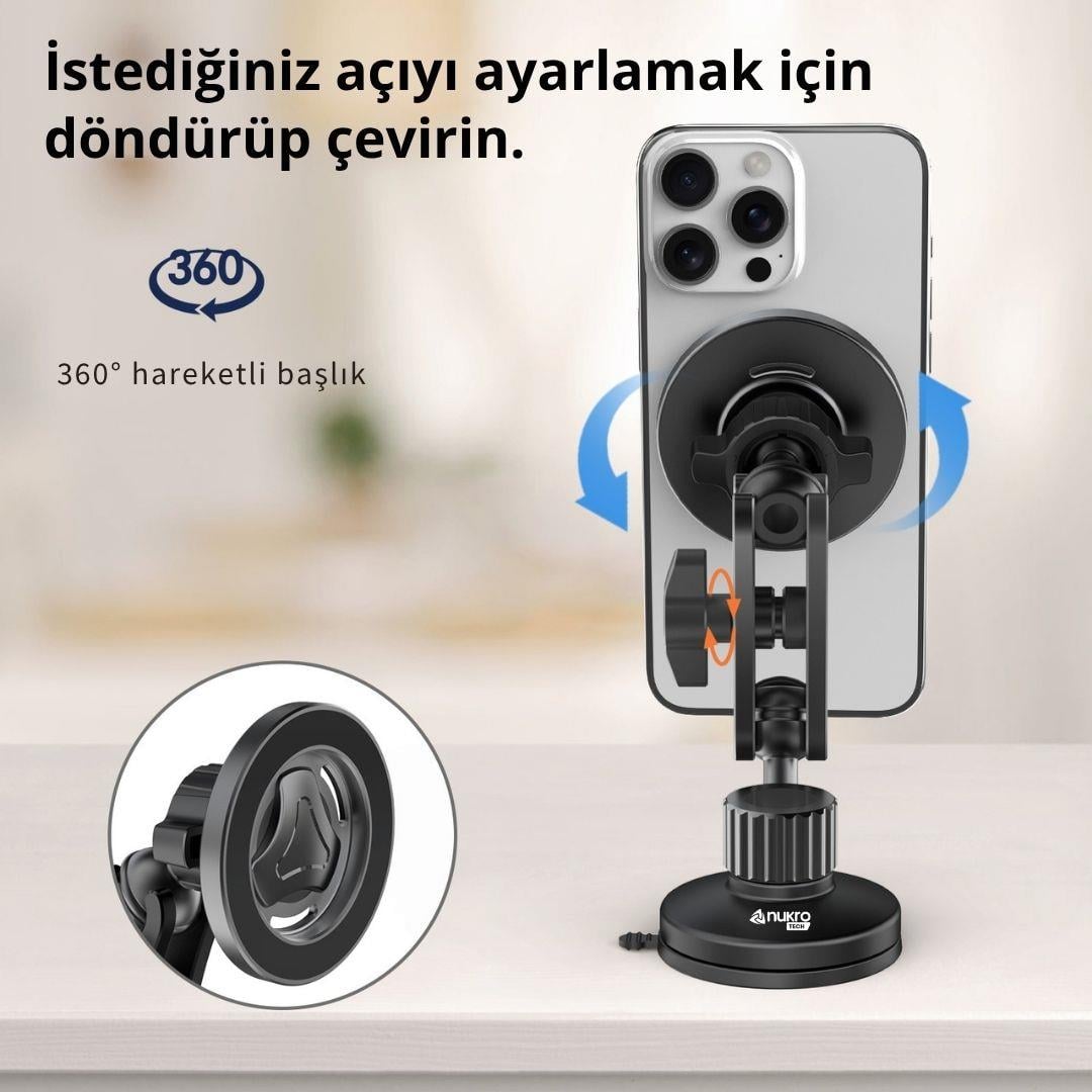 CFX-13 Manyetik Araç İçi Telefon Tutucu (Vakumlu – MagSafe Uyumlu)