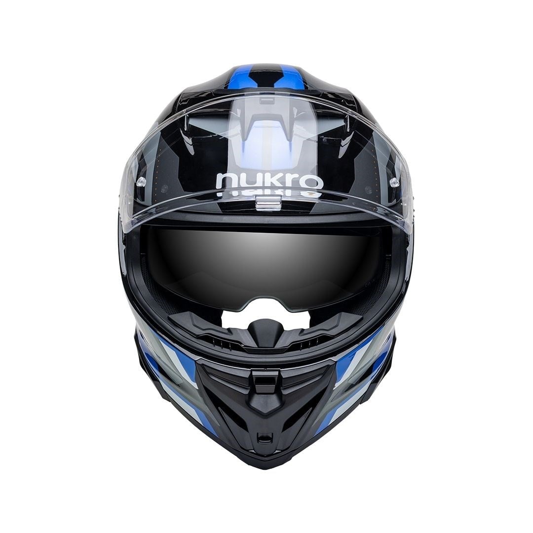 Nukro 912-SV Glossy Black Blue Gray Kapalı Kask