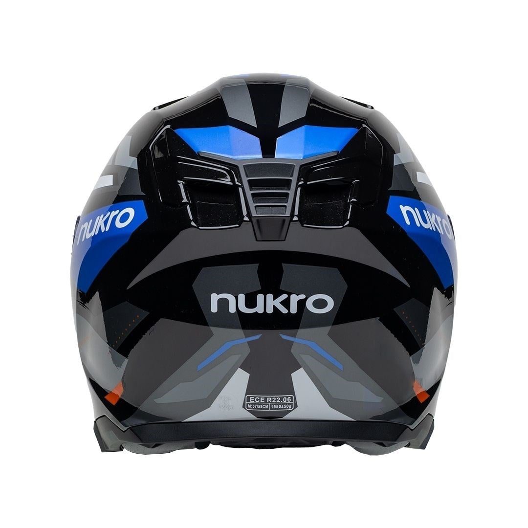 Nukro 912-SV Glossy Black Blue Gray Kapalı Kask