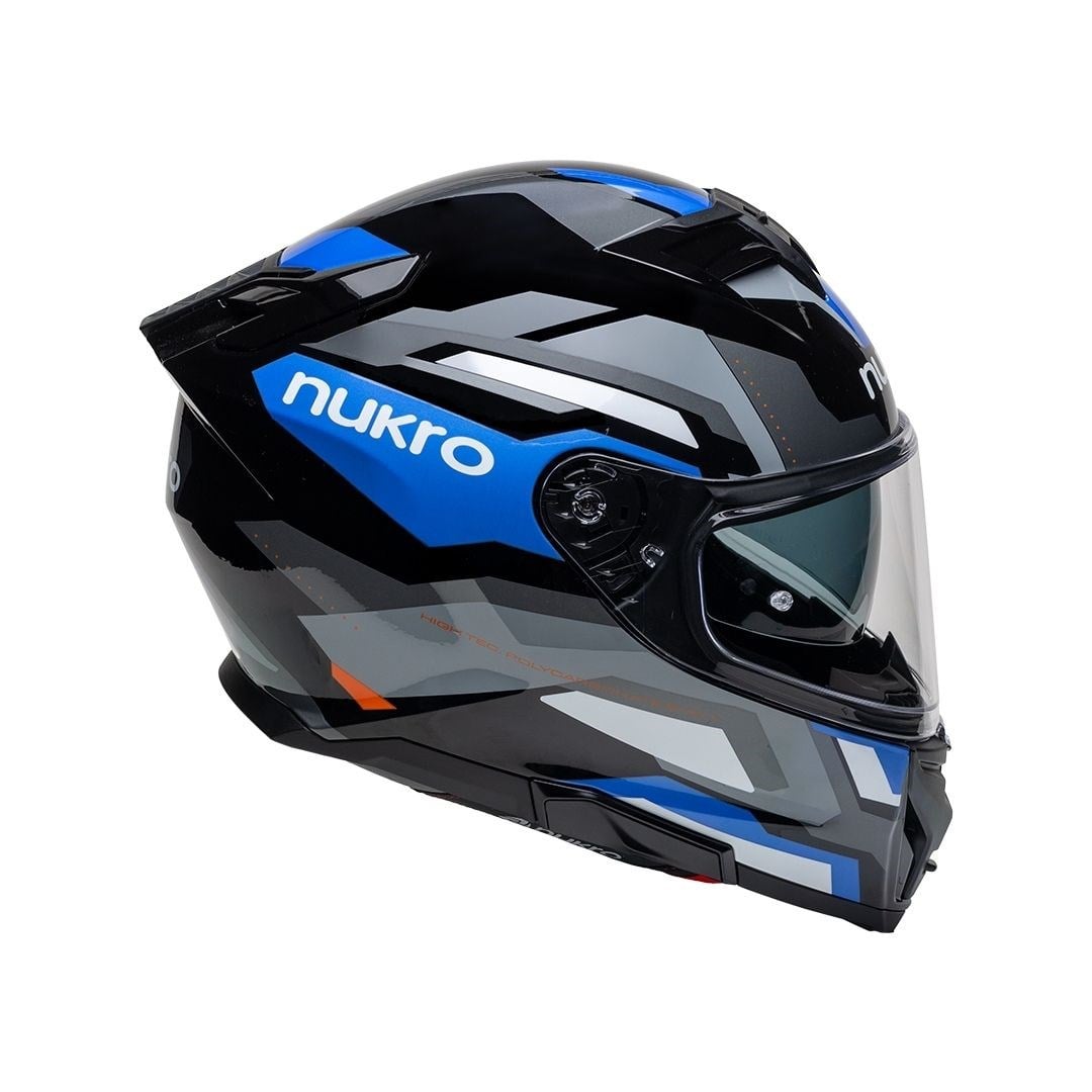 Nukro 912-SV Glossy Black Blue Gray Kapalı Kask