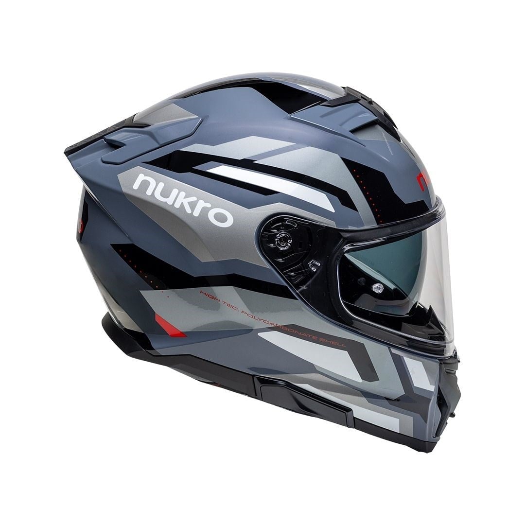 Nukro 912-SV Glossy Black Gray Kapalı Kask