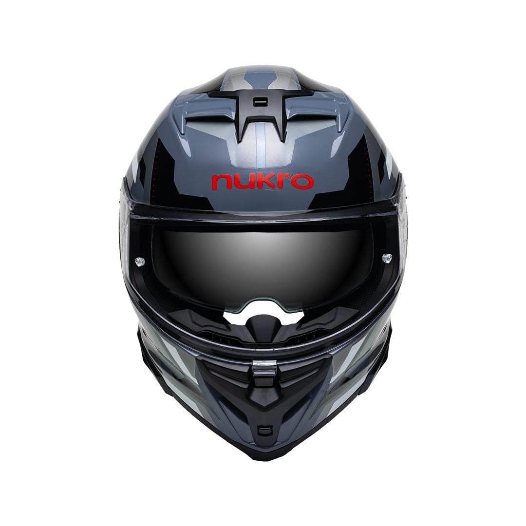 Nukro 912-SV Glossy Black Gray Kapalı Kask