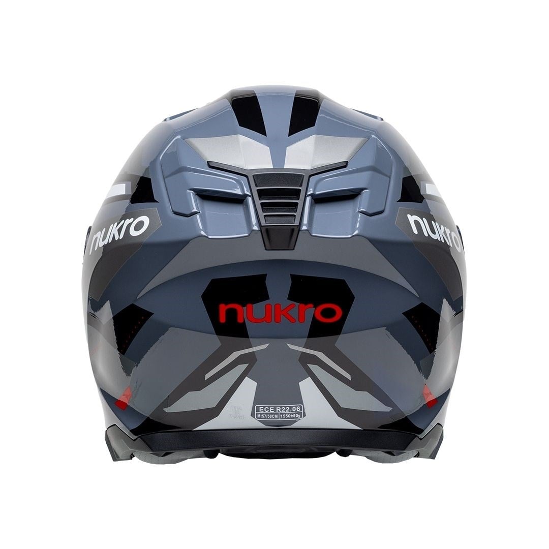 Nukro 912-SV Glossy Black Gray Kapalı Kask