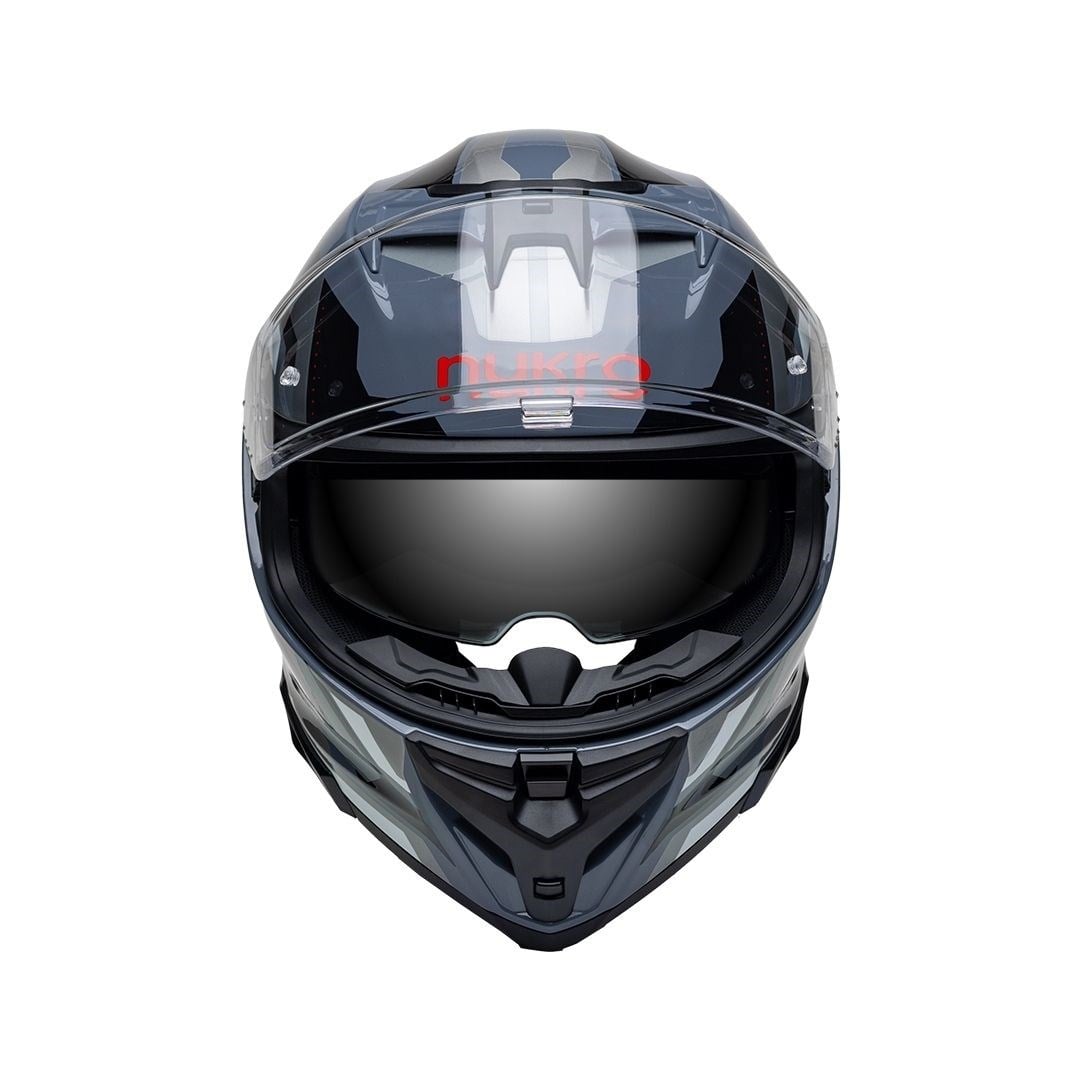 Nukro 912-SV Glossy Black Gray Kapalı Kask