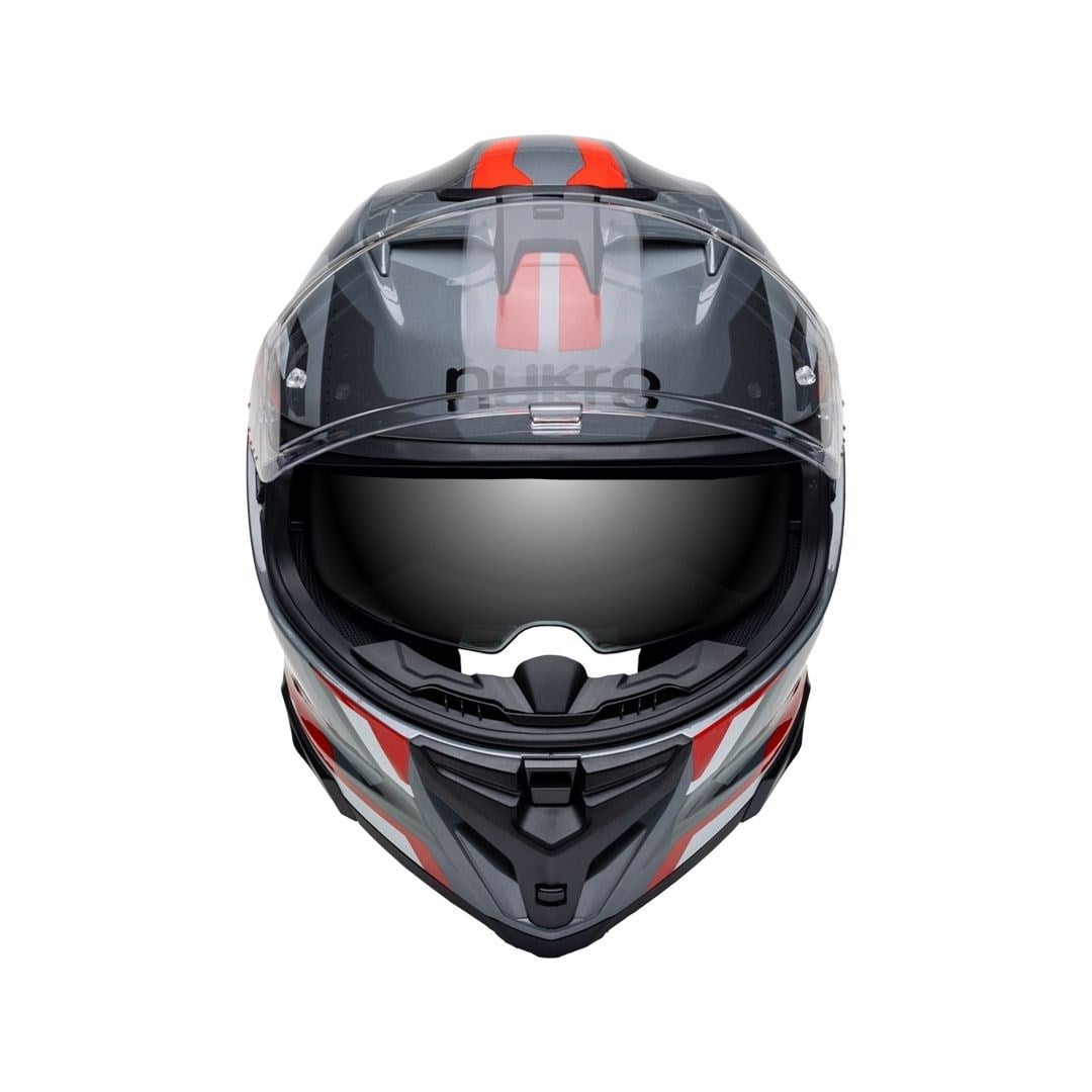 Nukro 912-SV Glossy Gray Red Kapalı Kask 