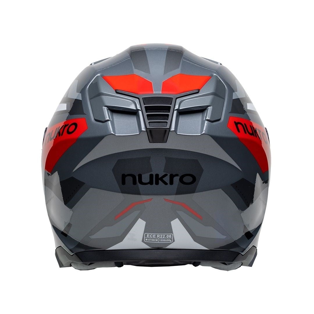 Nukro 912-SV Glossy Gray Red Kapalı Kask 