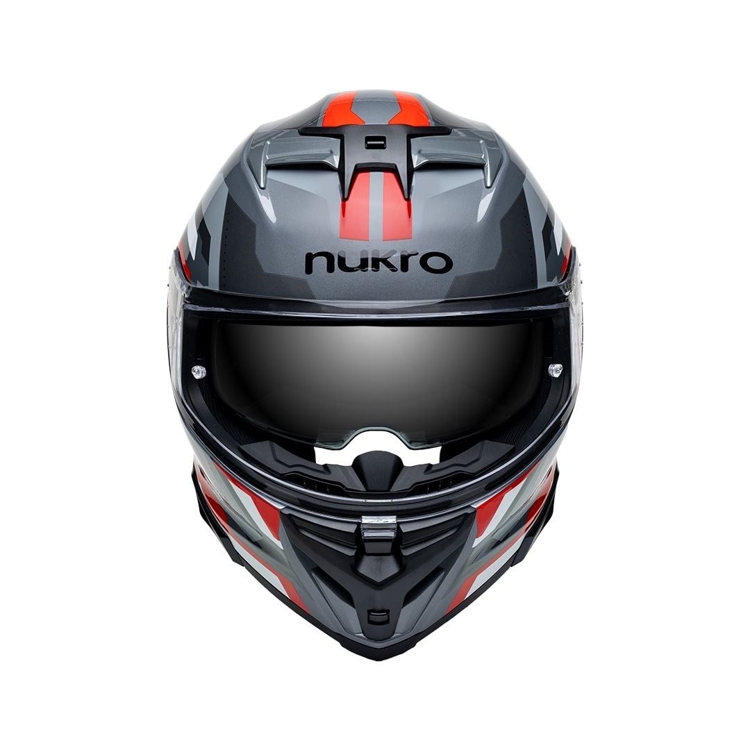 Nukro 912-SV Glossy Gray Red Kapalı Kask 